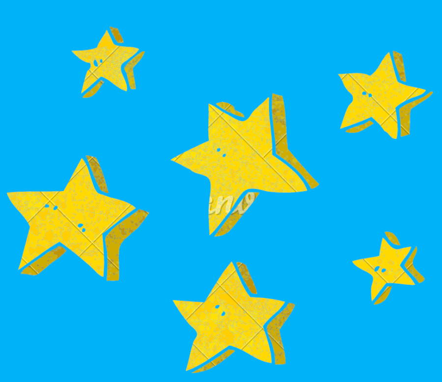 Yellow stars on light blue background 