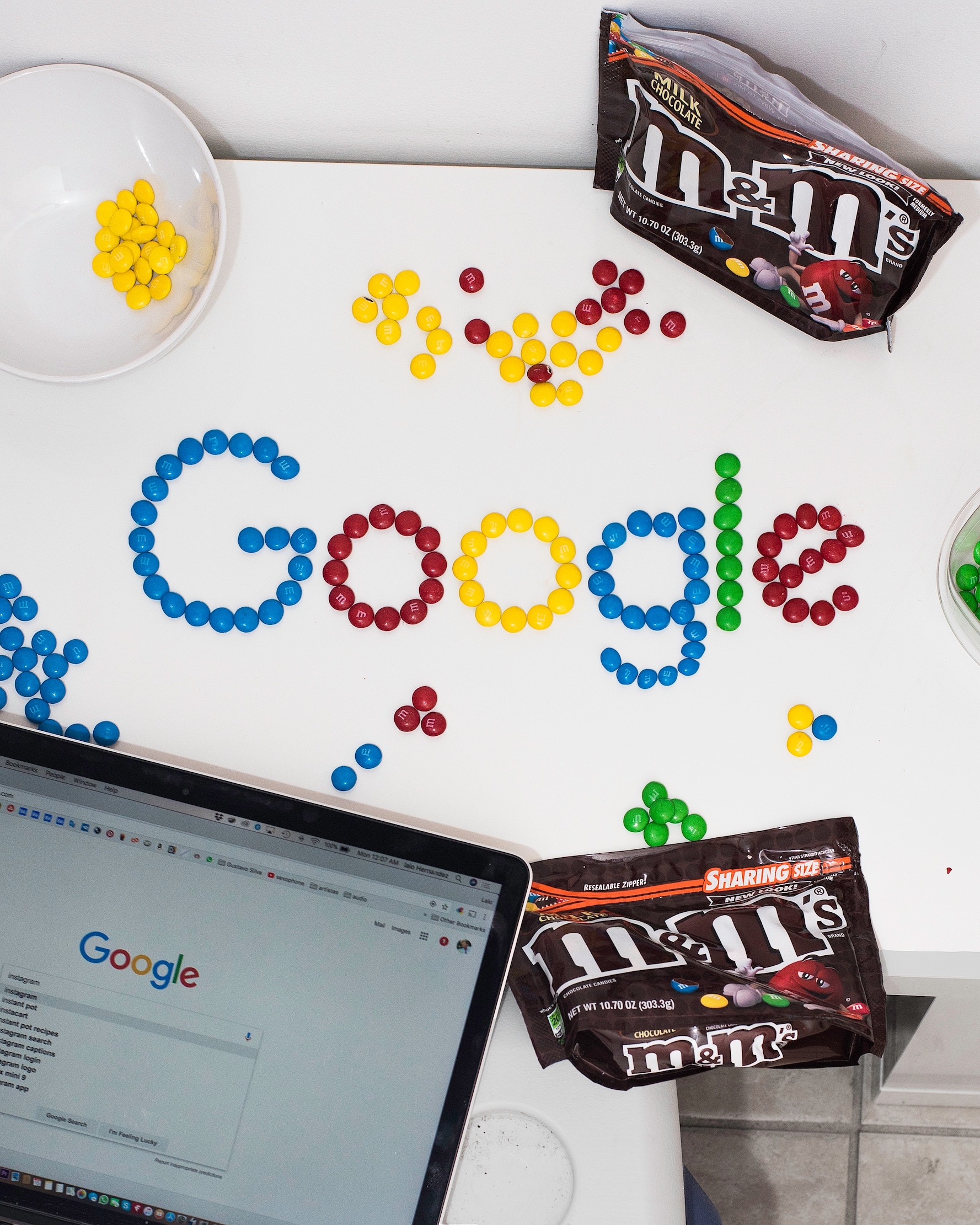 Google Logo with M&M's candy