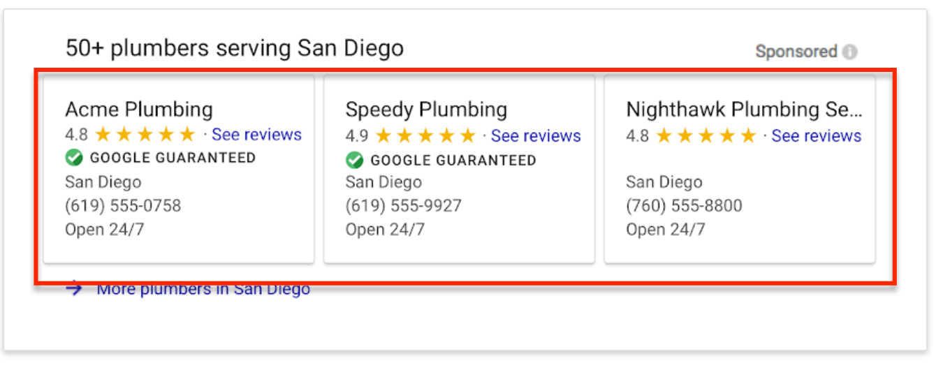 Image of Google SERP Showing Listings with Google Guarantee Badge